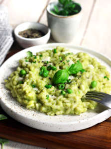 Risotto con crema di piselli